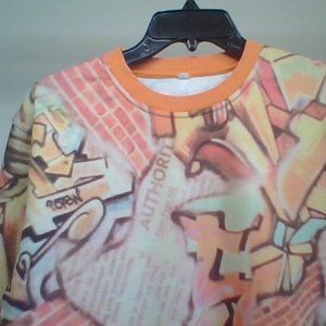 Print t-shirt size med orange /multi